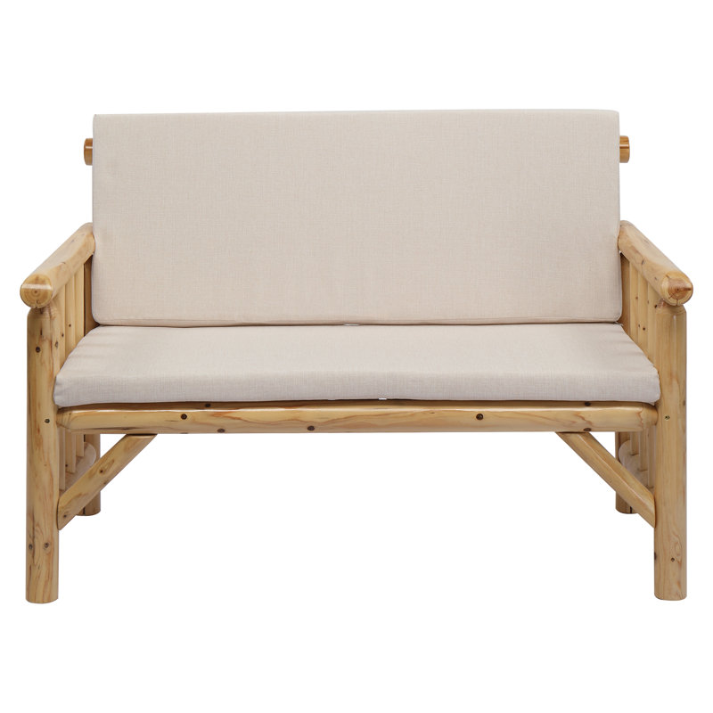 Patio Wood Loveseat, Natural Wood