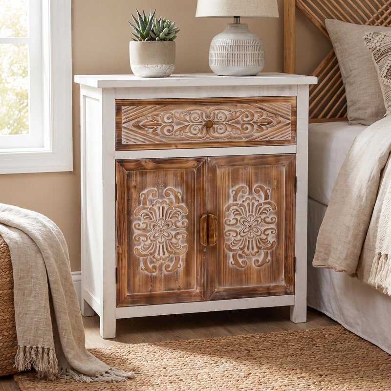 Armoire de rangement en bois avec tiroir et 2 portes Farmhouse