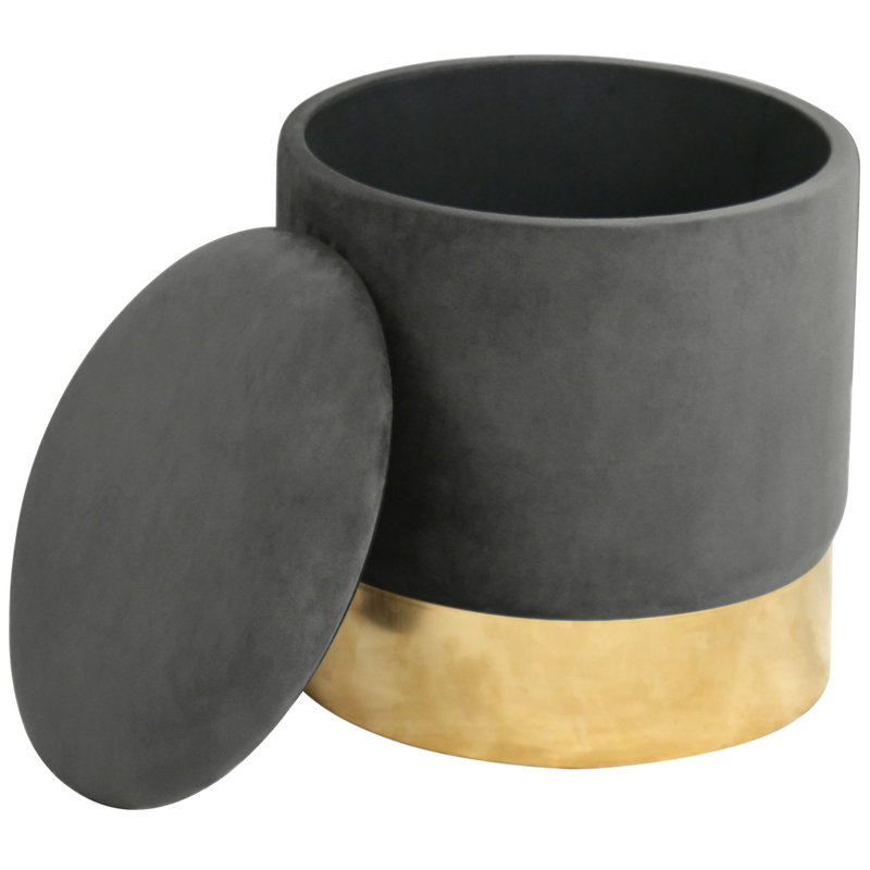 Ajla 39cm Wide Velvet Tufted Circle Pouffe Ottoman with Storage