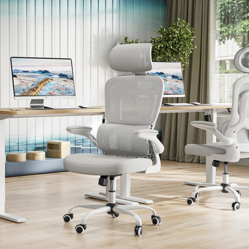 Inbox Zero Task Chair with Headrest, Gray