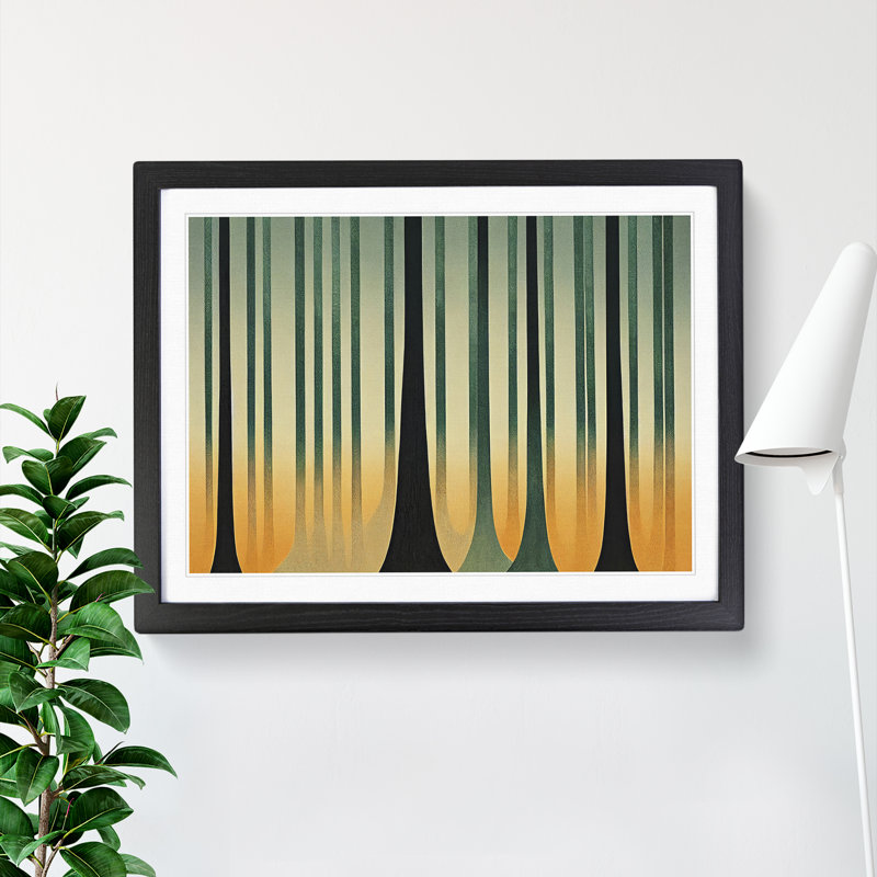 Art Deco Forest Vol.1 - Single Picture Frame Print, 46cm H x 64cm W x 2cm D, Black Framed