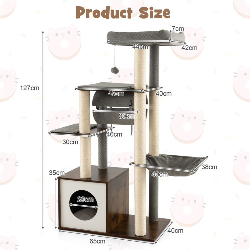 Wikieup 127cm H Cat Tree, Grey