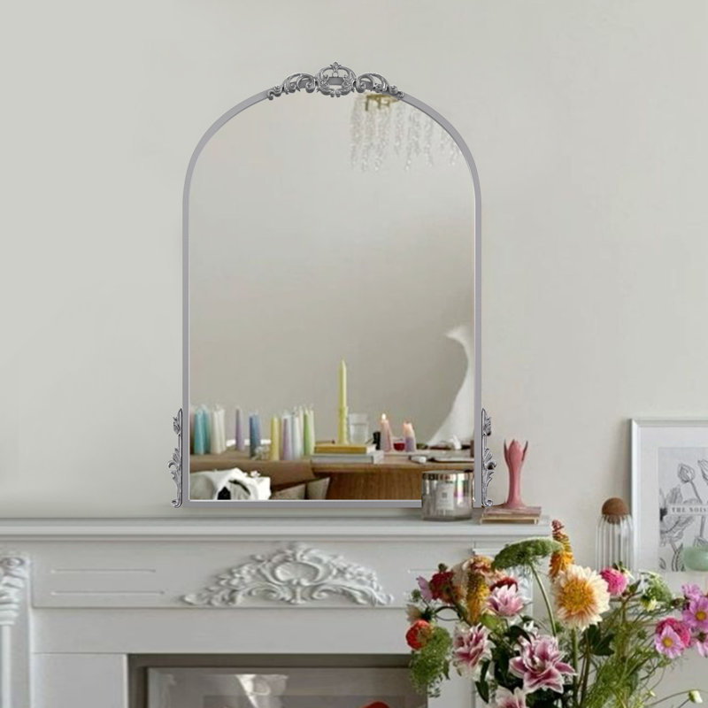 Miroir de salle de bain antique, Argent argent, 32 po x 24 po