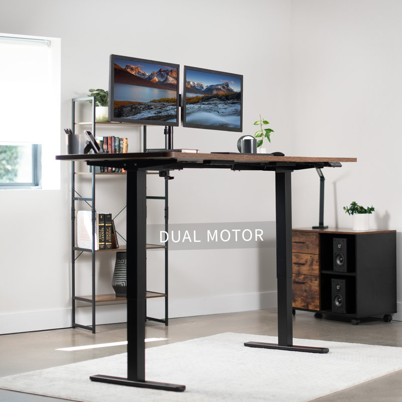 Black Adjustable Height Electric Dual Motor Desk Frame