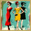 «Fashion Trio 1» par Ikhlaas, impression sur bois encadrée-1900836589
