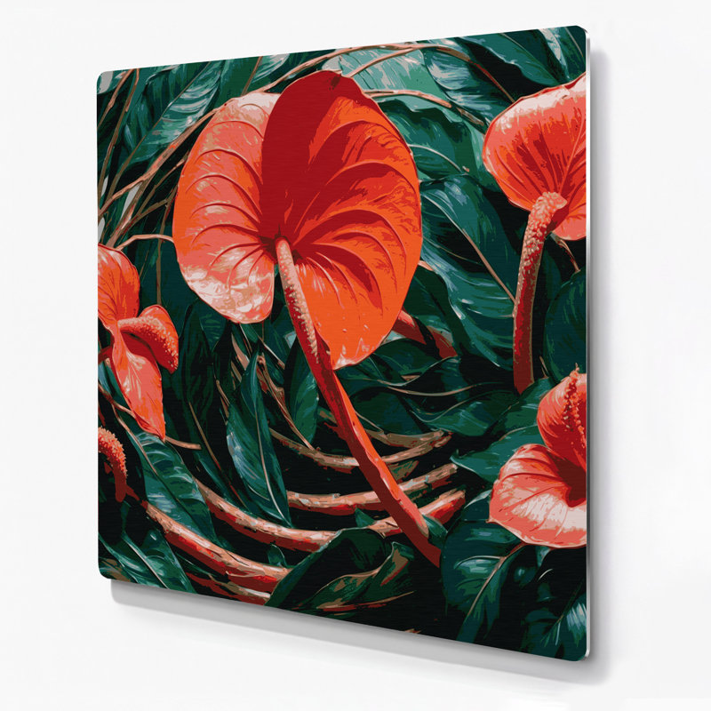 Art mural en métal Botanical Flamingo, H 12 po x l 12 po
