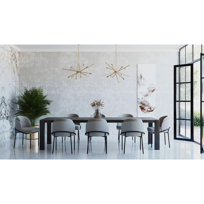 Lustre à huit lumières 42 po, Laiton satiné