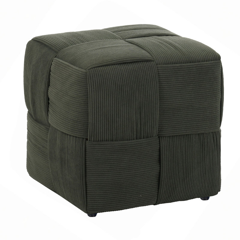 Ottoman Foot Rest Soft And Comfortable Ottoman Square Corduroy Woven Design Sofa Stool, Green