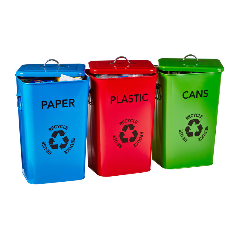 Steel Manual Lift Recycling Bin - 26L