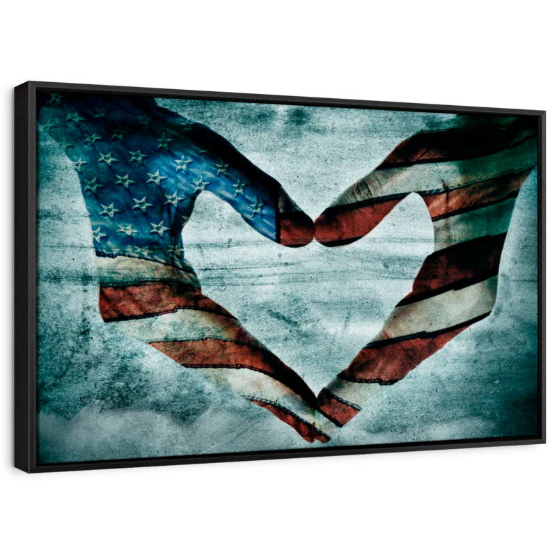 «USA Heart Hands Wall Art», H 25 po x l 37 po