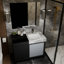 Armoire de salle de bain 42 po Lexora Zilara en noir et gris avec plateau et miroir