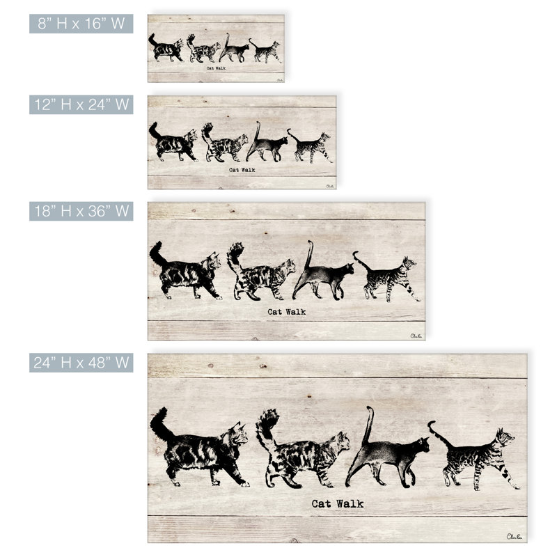 «Cat Walk» par Olivia Rose - reproduction d'art textuel sur toile tendue, H 18 po x l 36 po x P 1,5 po