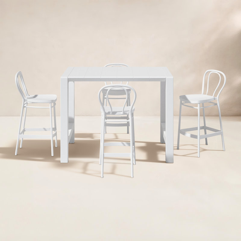 Farrah 4 - Person 39'' Long Bar Height Dining Set, White