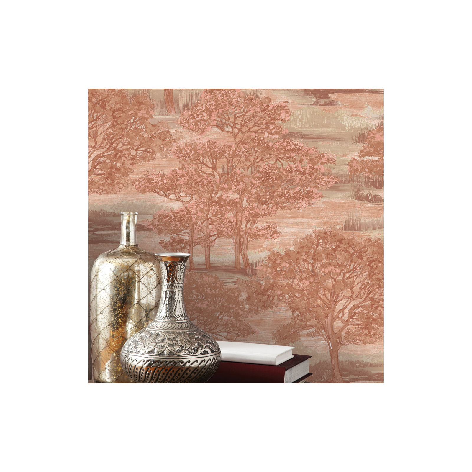 Forest Toile Peel and Stick Wallpaper, Red