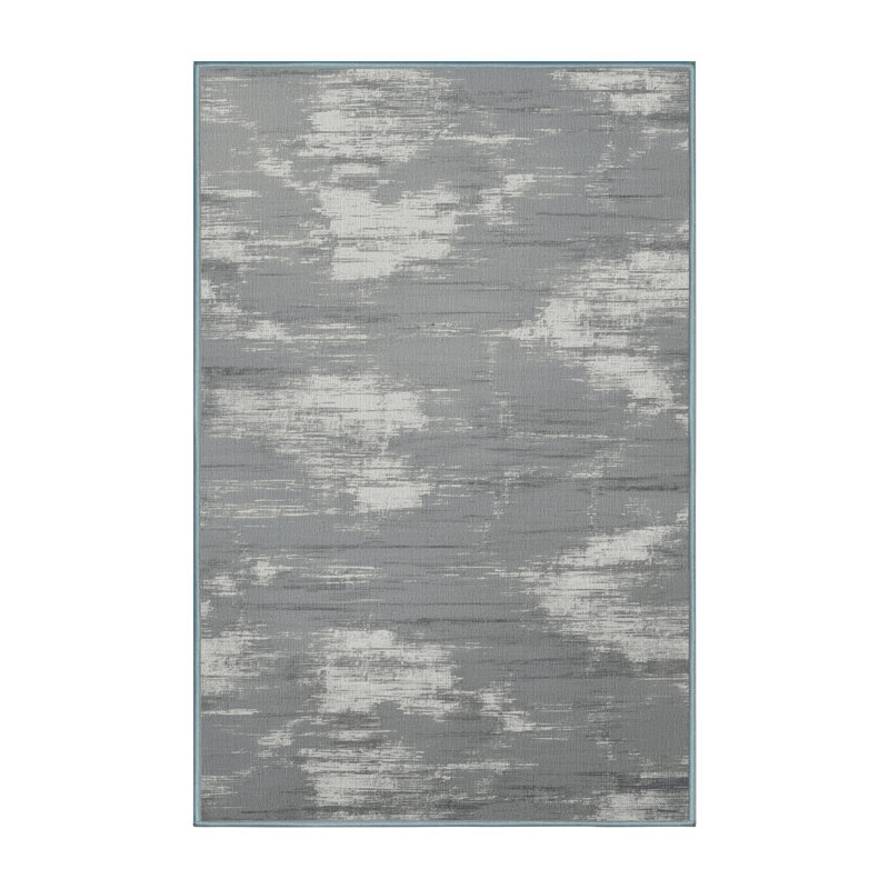 Tapis bleu abstrait lavable à la machine, Tapis de couloir 2 pi x 5 pi
