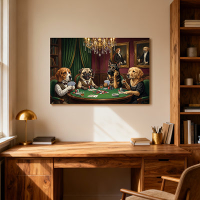 Animals Dogs Playing Poker In Elegant Room