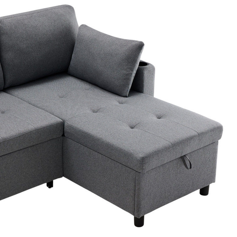 Azer 3 Seater Fabric Sofa Bed, Grey