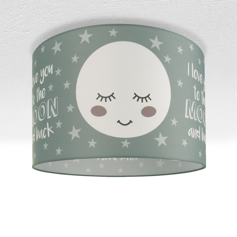 Odling Fabric Flush Ceiling Light, Green/White