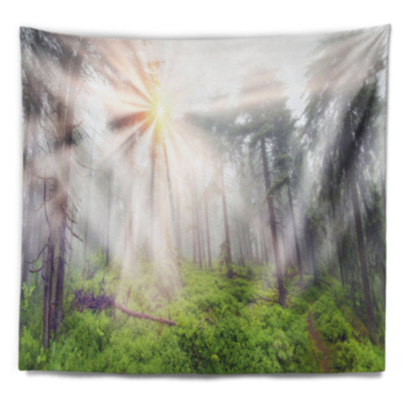 Tapisserie de mélange de mélange de mélange de polyester de misty de forêt avec accessoires suspendus inclus