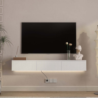 Meuble télé flottant fixé au mur avec 16 DEL de couleur