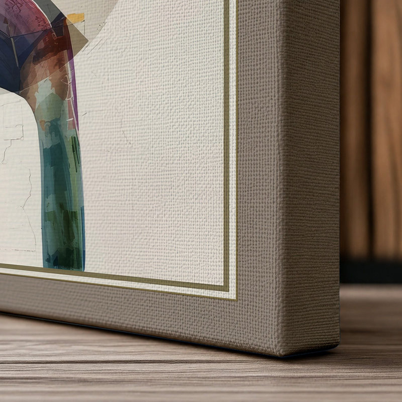 Geometric Paradise Modern - Wrapped Canvas, 36x24 - 91.4 x 61.0 cm, Taupe Border