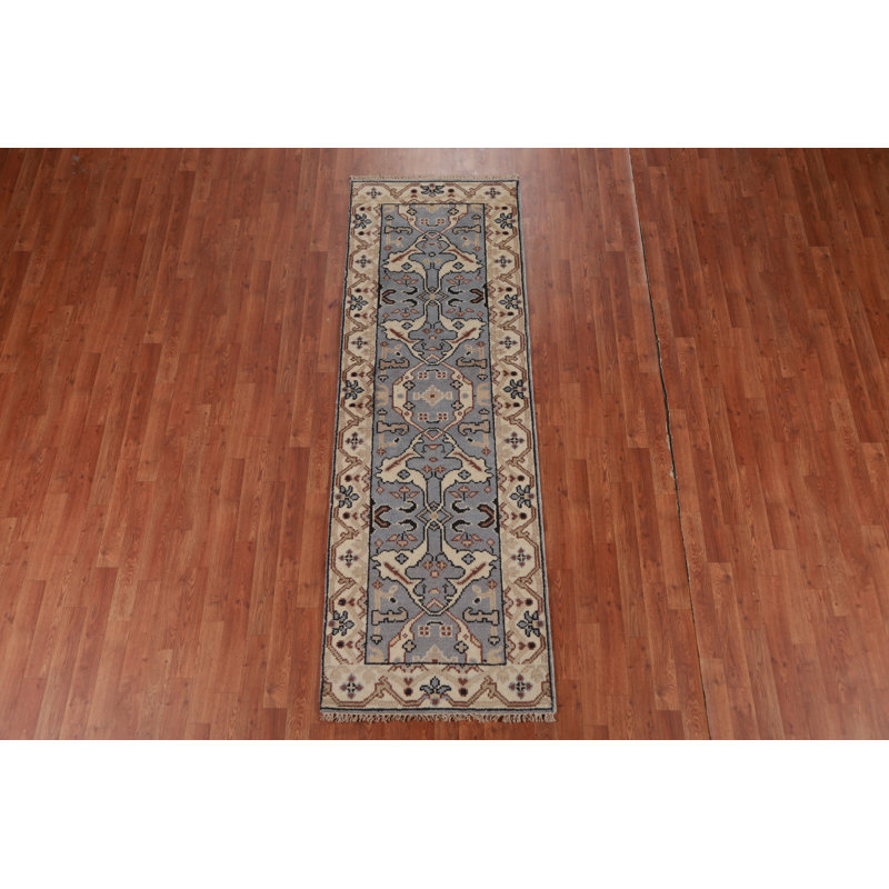 Blue Handmade Oushak Oriental Runner Rug 3x8