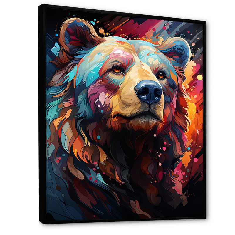 «Pop Art Grizzly Bear popularité I» sur toile, H 40 po x l 30 po x P 1,5 po, Cadre flottant noir