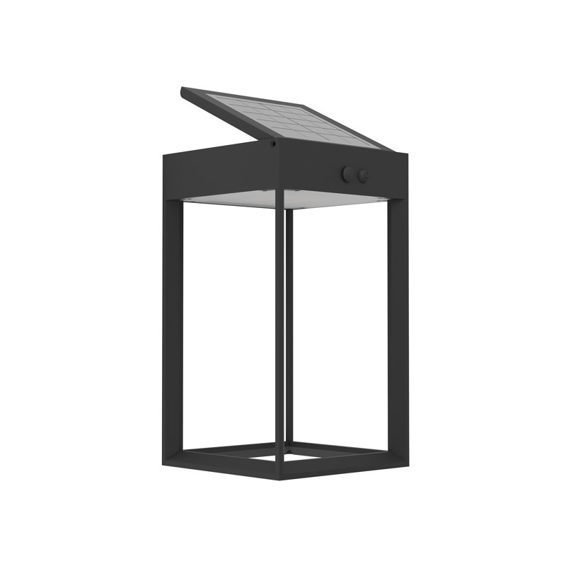 Anagnost Matte Black 25cm H Solar Powered Integrated LED Frosted Glass Outdoor Lantern Light