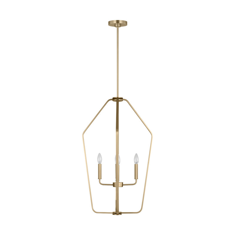 Lustre à quatre lumières Kennan de Génération Éclairage , H 30,875 po x l 18,875 po x P 18,875 po, Laiton satiné