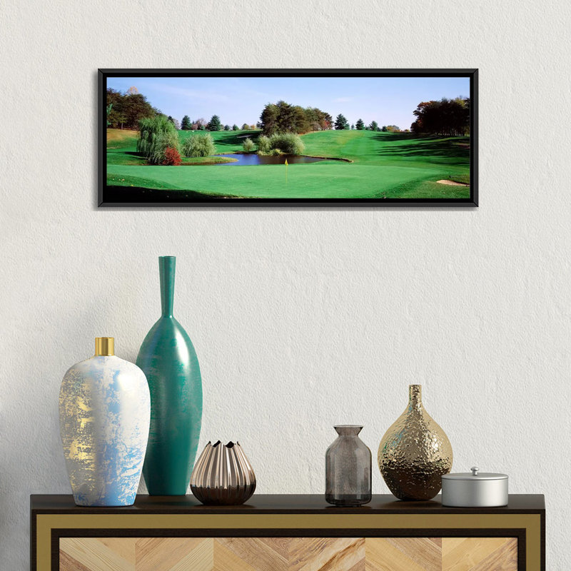 Étang panoramique sur un terrain de golf, Baltimore Country Club, Baltimore, Maryland, États-Unis - reproduction d'art sur toile tendue
