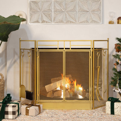 Ensemble de 3 panneaux Hagberg Fireside Essentials + ensemble d'outils 4 pièces