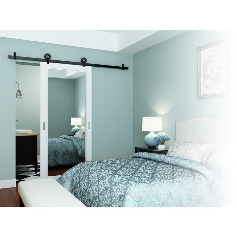 Black 60-Inch Heavy-Duty Metal Barn Door Hardware Kit