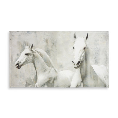 Two White Horses Tablecloth - Farm Animal Home Décor
