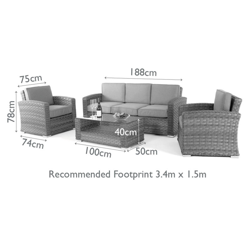 Blaisdell 3 Seat Rattan Sofa Set