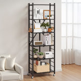 6-Tier Foldable Storage Shelf with Wheels 24 x 12 x 72-inch Metal Shelving