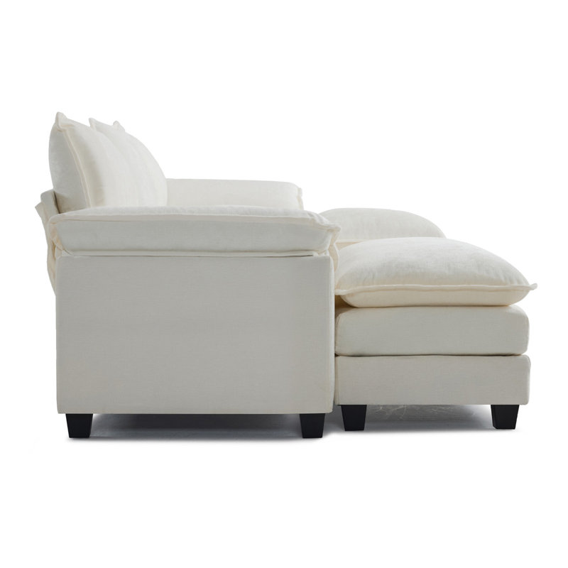 Canapé modulaire à 3 places avec 2 repose-pieds Latitude Run®, Chenille beige