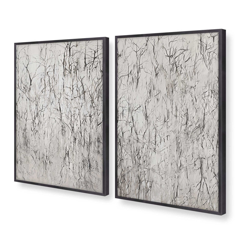 Ensemble de 2 estampes d'hiver en dentelle noire, 16 po x 12 po, Zinc patiné, H 15,25 po x l 24,5 po
