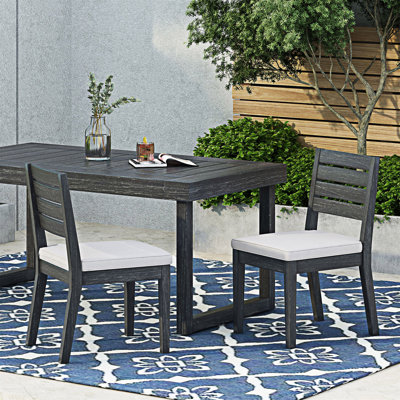 Chaise de salle à manger d'extérieur sans accoudoirs avec coussins (ensemble de 2)
