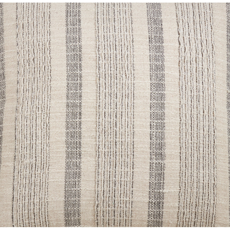 Ivory and Gray Striped Cotton Square Pillow Cover