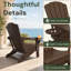 Brown All-Weather HDPE Folding Adirondack Chair with Cup Holder for Patio & Garden-121972746