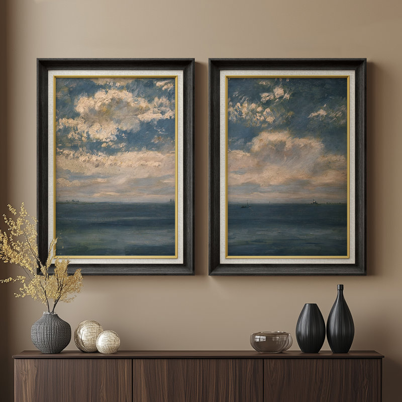 Ensemble de 2 œuvres d'art encadrées de qualité supérieure sur toile de qualité supérieure avec cadre de 26 po x 36 po, Noir