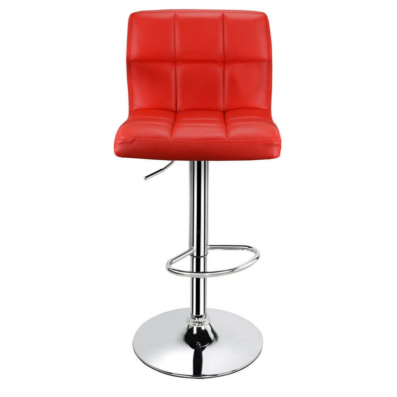Genaladale Height Adjustable Swivel Bar Stool, Red