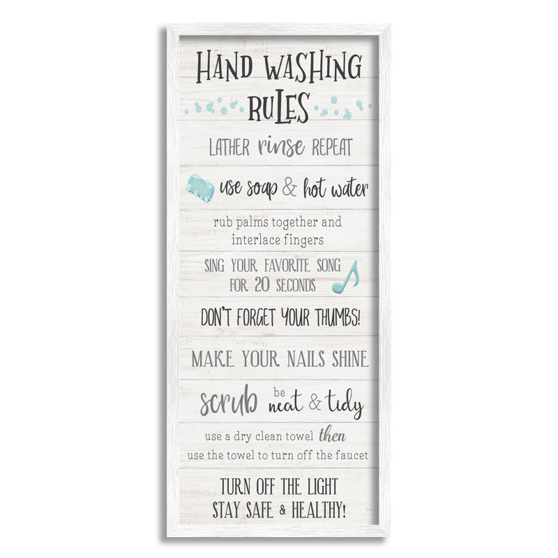 «Hand Hand Hand Rules», guide de salle de bain, hygiène positive, estampe numérique encadrée, art texturé par Natalie Carpentieri