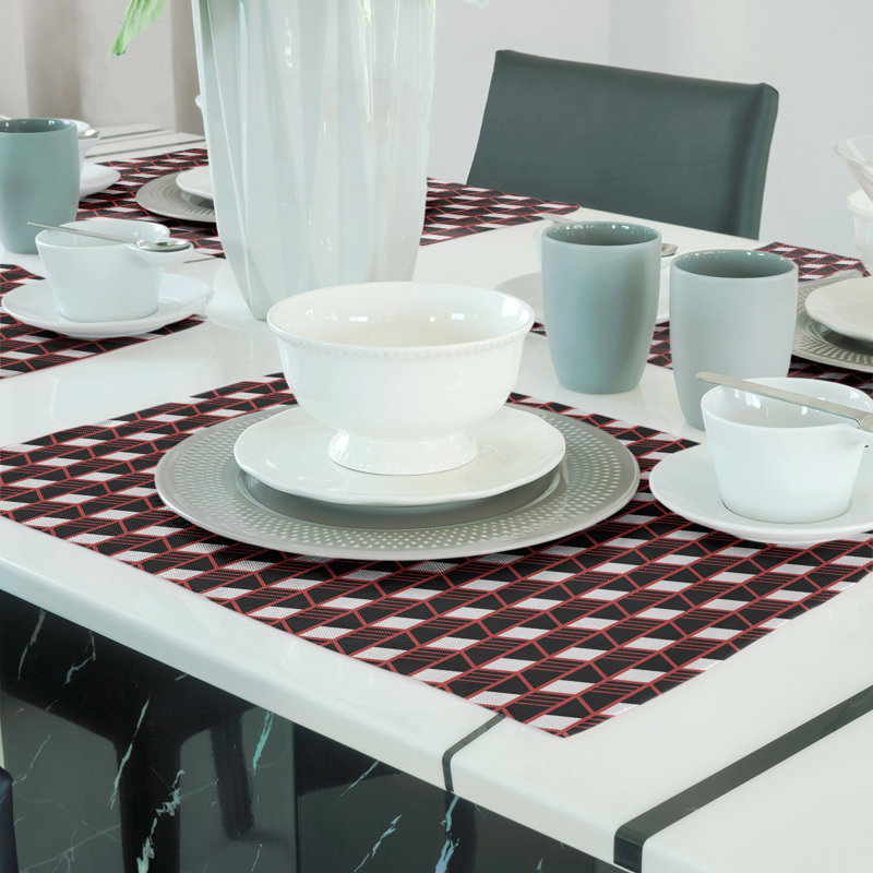 Katelyn Elizabeth Polyester Geometric Rectangle Placemat, Red