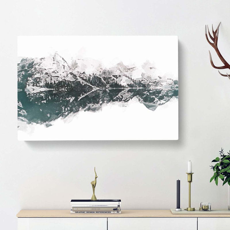 Lake Reflection In Italy In Abstract - Wrapped Canvas Print, 35cm H x 50cm W x 3cm D