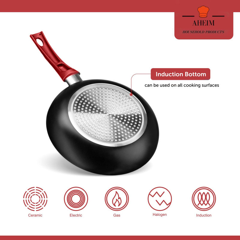 11-Piece Red and Black Nonstick Aluminum Cookware Set