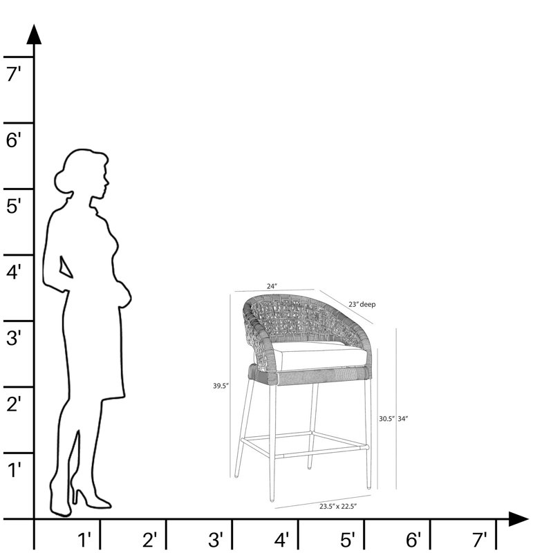 Juri Outdoor Bar Stool, 30.5"