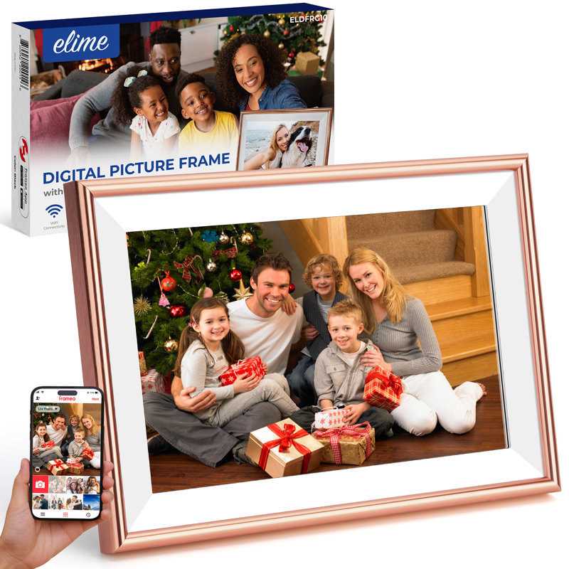 ELIME 10.1 Inch Rose Gold Aluminum WiFi Digital Picture Frame