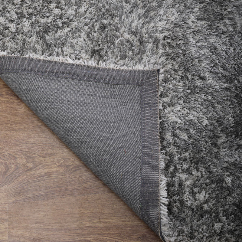 Camarato Hand Tufted Shag Polyester Eco-Friendly Area Rugs - Square, Gray White Color, Plain Solid Design, High Pile Thick Handmade Anti Skid Area Rugs for Living Room, Bed Room