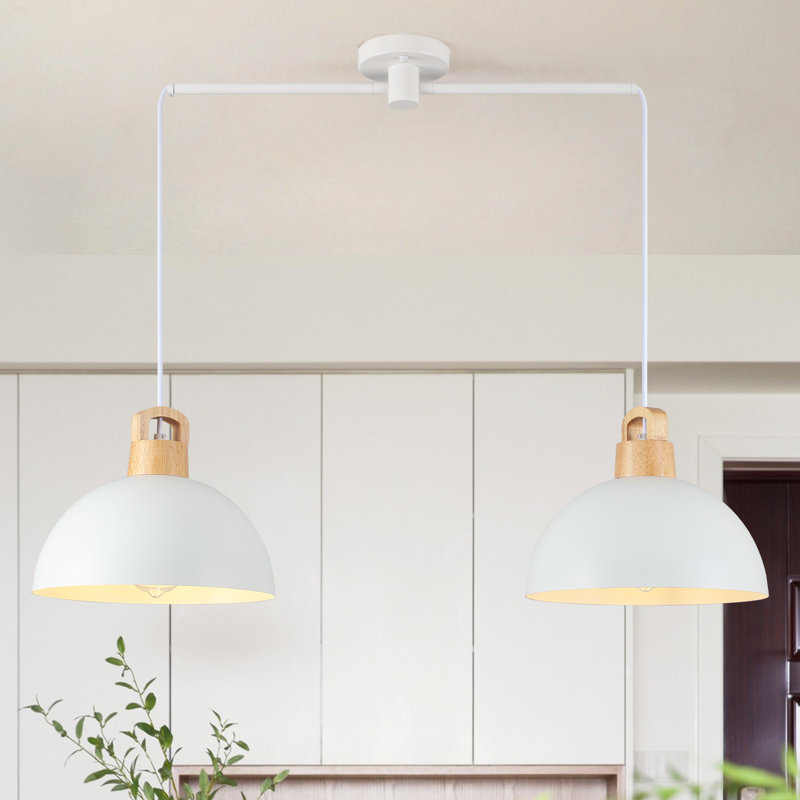 Luminaire suspendu pour îlot de cuisine à 2 lumières pour îlots de cuisine, salles à manger, salons et bureaux, Blanc
